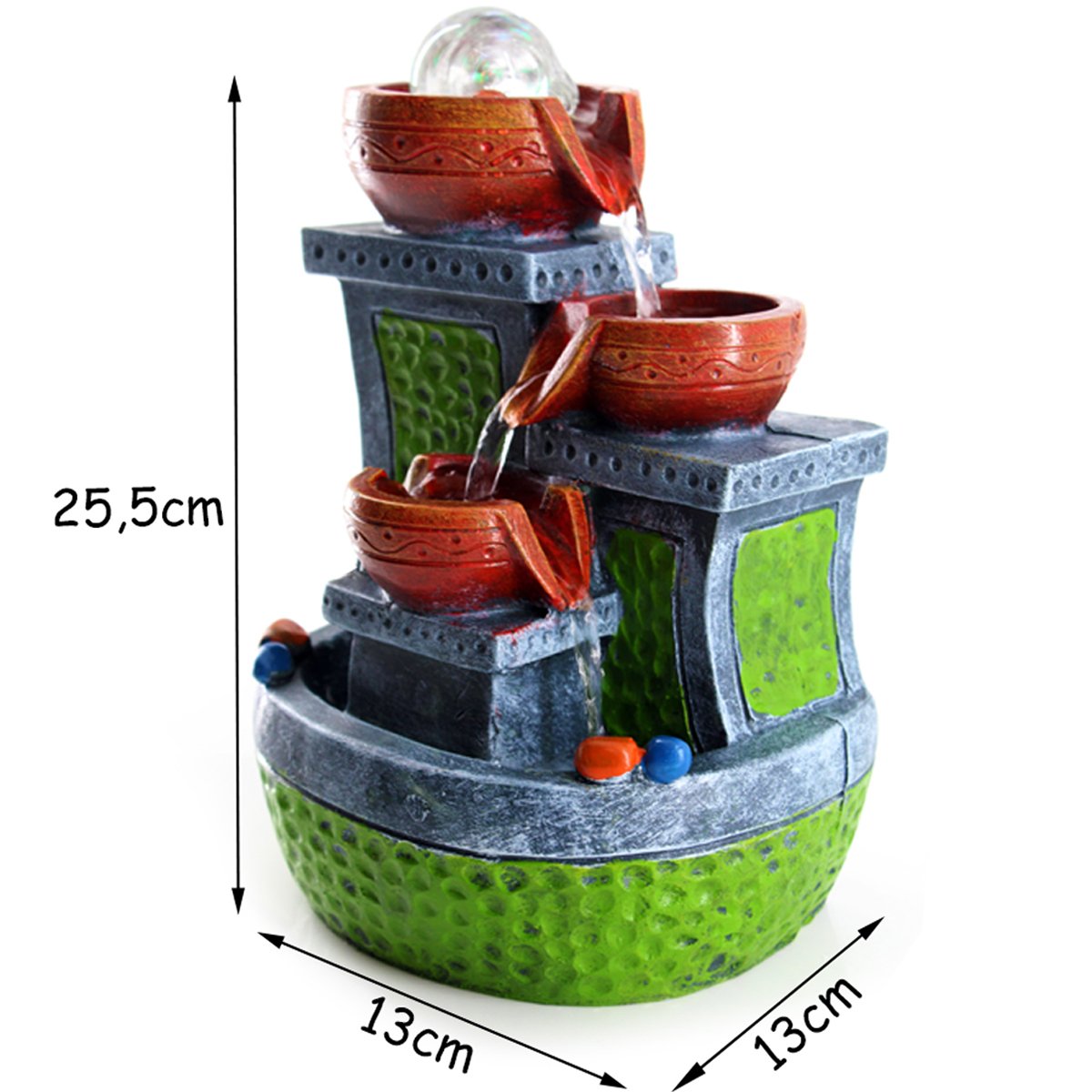 Fonte De Água Decorativa Resina Cascata 3 Quedas 5268 Bivolt