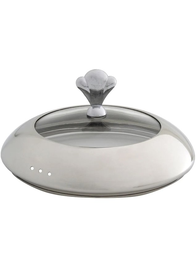 rechaud em aco inox cm redondo com tampa de vidro 4