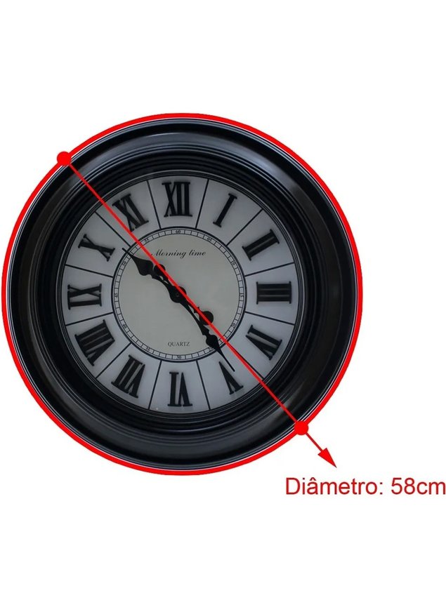 459 relogio roma 58cm grande preto 2