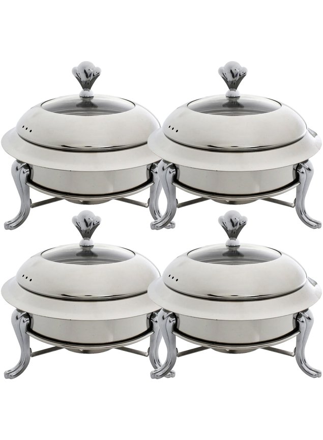 rechaud em aco inox cm redondo com tampa de vidro 11