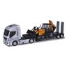 Brinquedo Caminhão Iveco Hi Way Plataforma Retroescavadeira Case Construction cinza