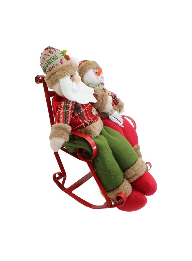 Decoração Enfeite Natal Papai Noel Boneco de Neve Sentado Natalino 48,5cm asn18525 lado 2