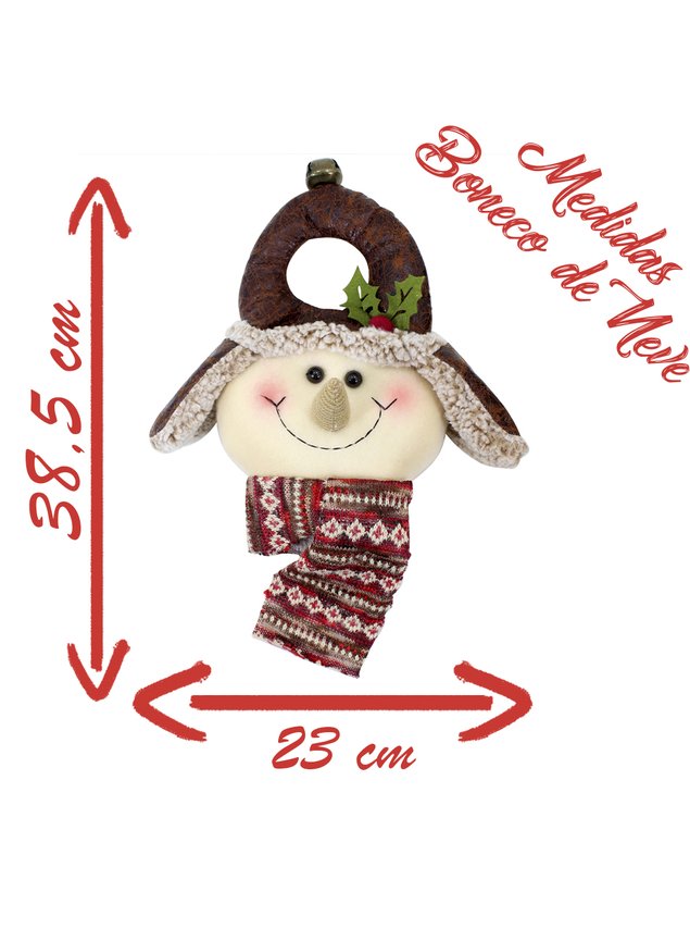Decoração Enfeite Natal Boneco Neve Marrom Árvore de Natal 38,5cm h21315 chapeu chaves medidas