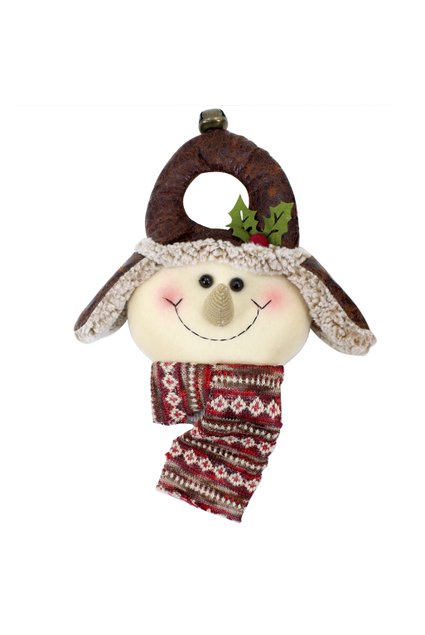Decoração Enfeite Natal Boneco Neve Marrom Árvore de Natal 38,5cm h21315 chapeu chaves