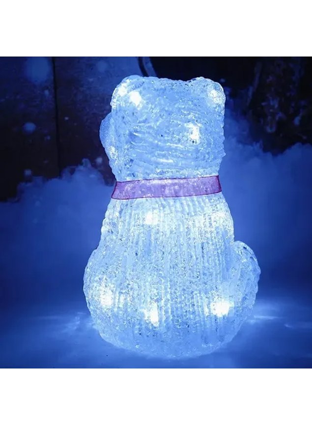 Decoração Enfeite Natal Urso Polar Natalino Led Acrílico17cm hq62702 costas