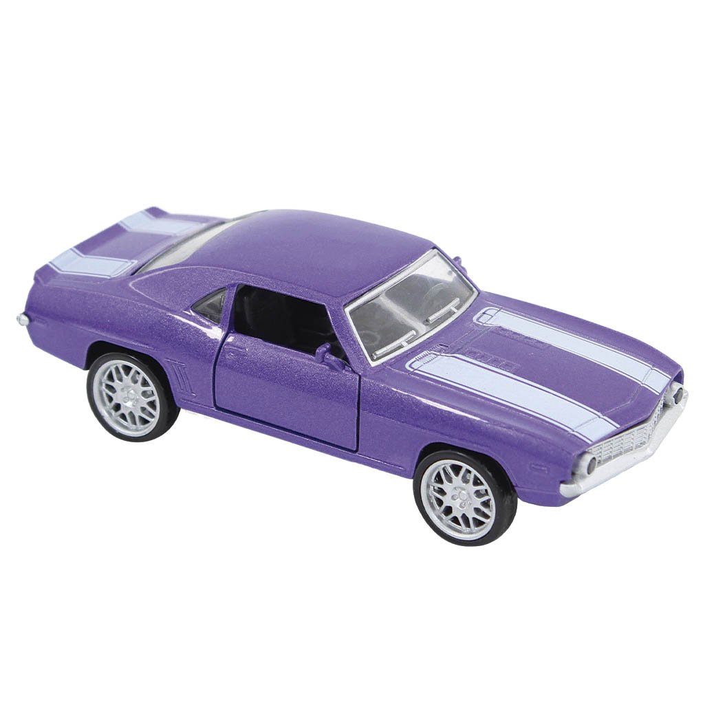 Miniatura Carrinho Chevrolet de Metal Camaro Roxo 1967