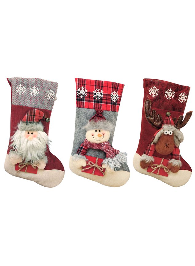 Trio De Botas Meias Decoração Enfeite De Natal Boneco Neve Papai