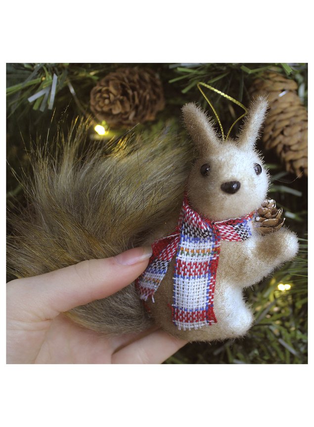 Kit 4 Enfeite Pendente Natalino Esquilo Com Cachecol De Natal 12cm