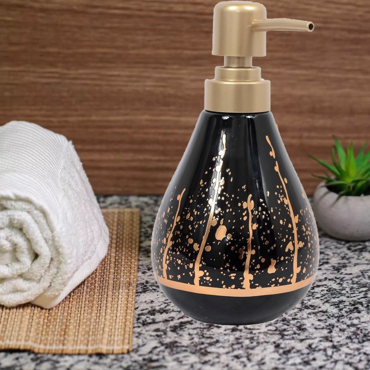 02 porta sabonete liquido de ceramica preto premium 3d lavabo