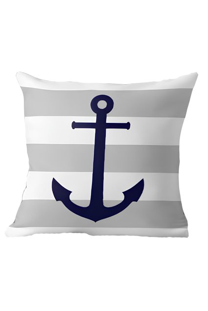 01 capa almofada ancora azul navegacao poliester 50x50cm