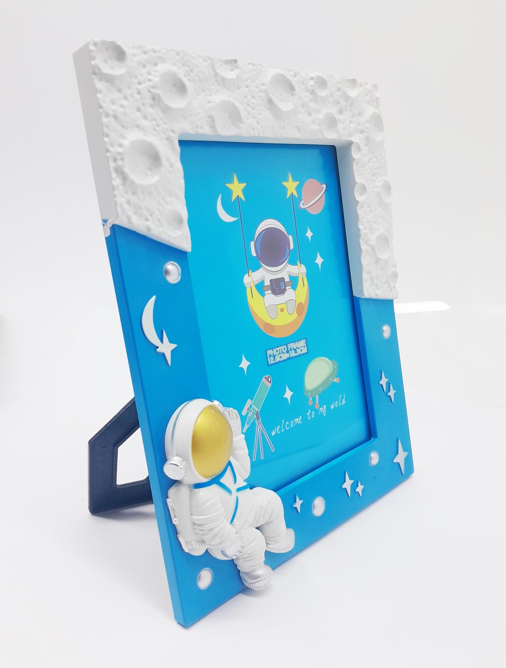 01 porta retrato espacial de astronauta foguete nasa moldura 3d