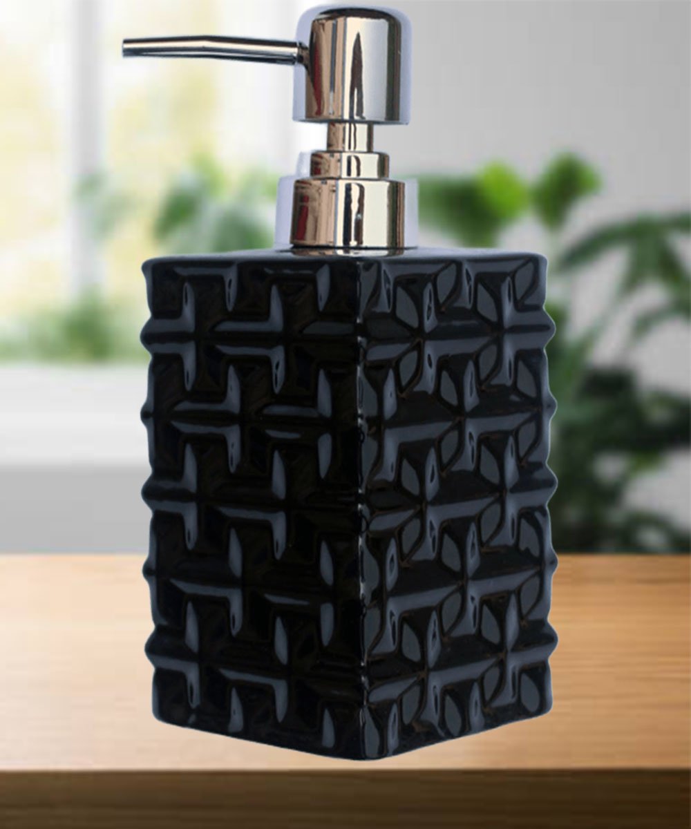 saboneteira liquida banheiro lavabo ceramica preto de 350ml3