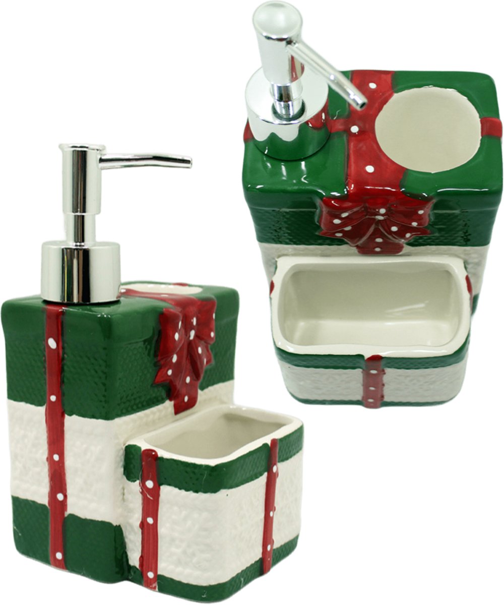 dispender sabonete liquido natalino porta esponja laco natal1