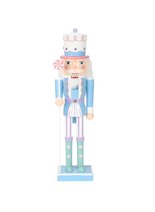 soldados quebra nozes enfeite natalino azul em madeira 30cm