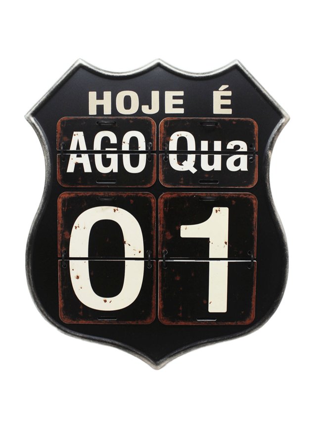 calendario decoracao placa flip vintage retro preto de 40cm