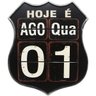 calendario decoracao placa flip vintage retro preto de 40cm
