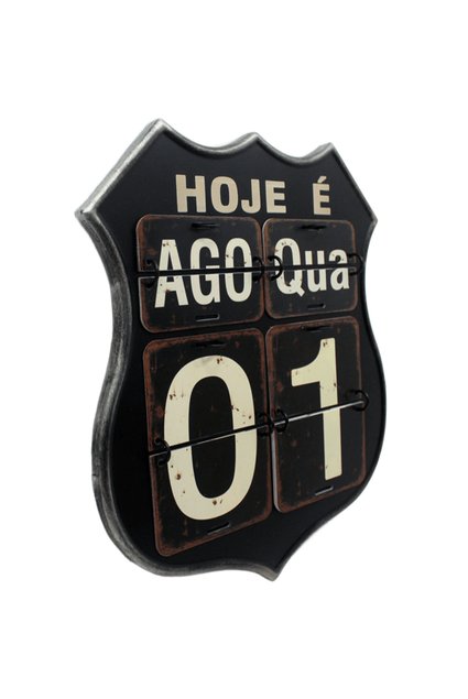 calendario decoracao placa flip vintage retro preto de 40cm2