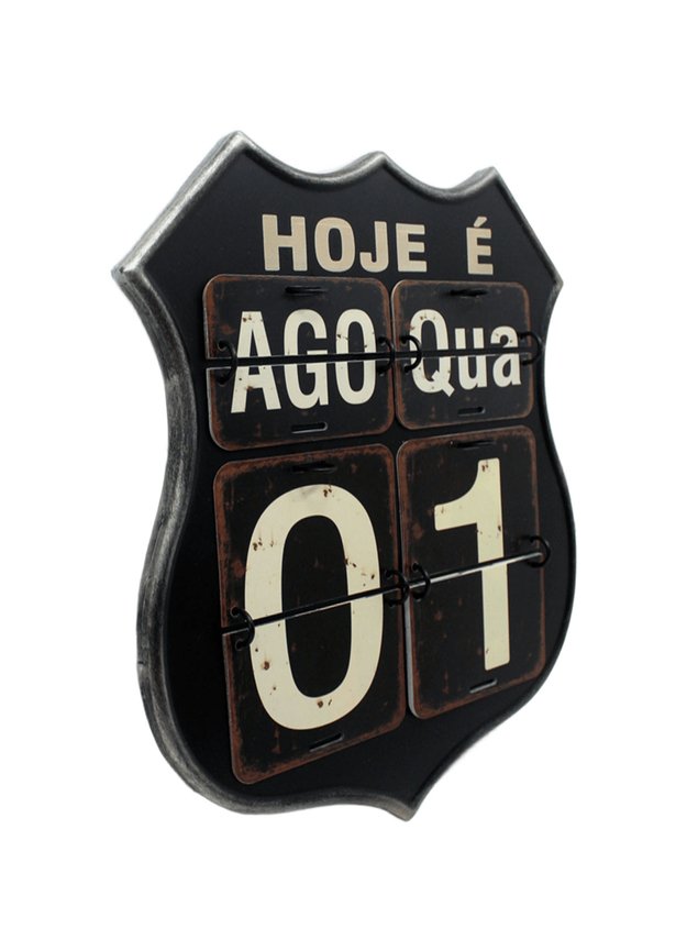 calendario decoracao placa flip vintage retro preto de 40cm2