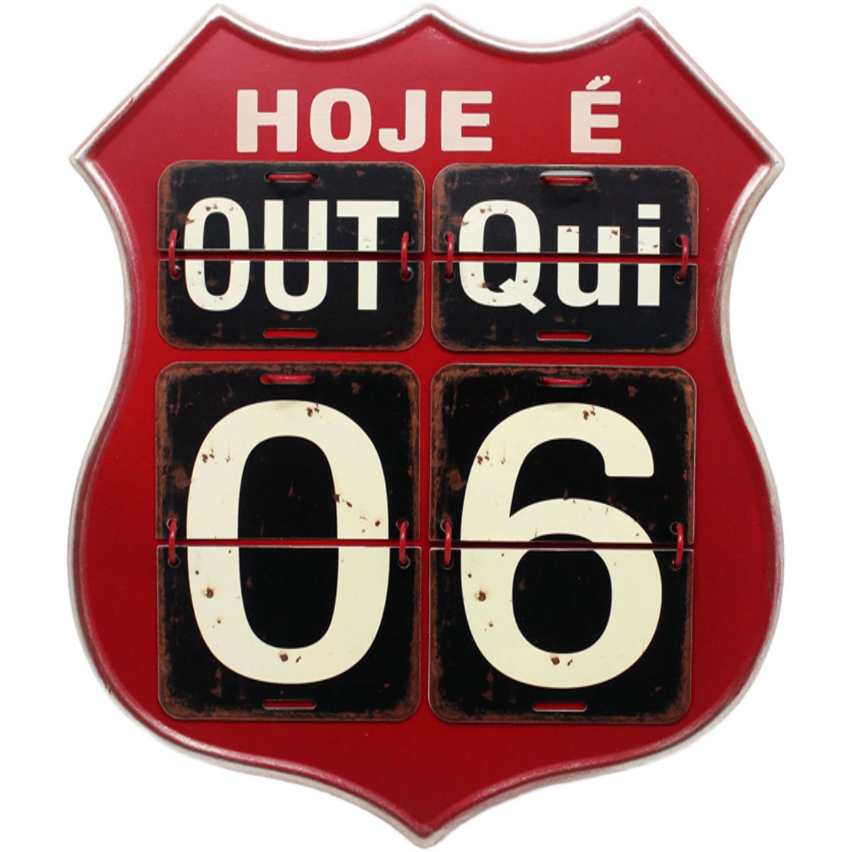 calendario decoracao placa flip vintage retro vinho de 40cm