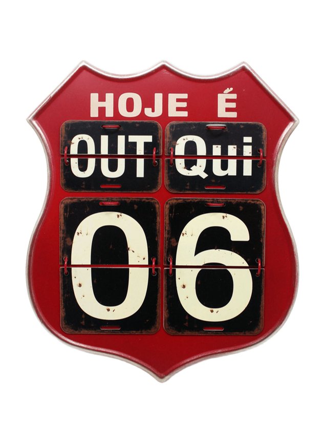 calendario decoracao placa flip vintage retro vinho de 40cm