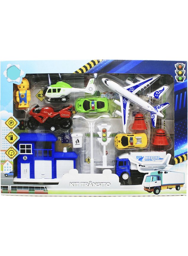 kit brinquedo infantil com 13pcs cidade transito carro aviao3