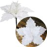 flor artificial com glitter branco enfeite natalino 25cm