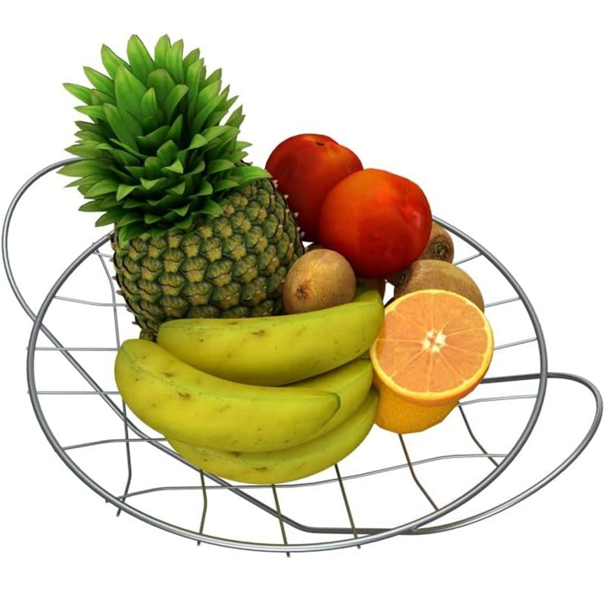 fruteira redonda mesa metalizada aco inox cesto organizador3