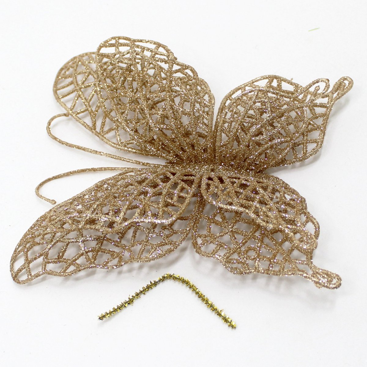 Kit 12 Pendente Árvore Natal Borboleta Gold Natalino De 15cm
