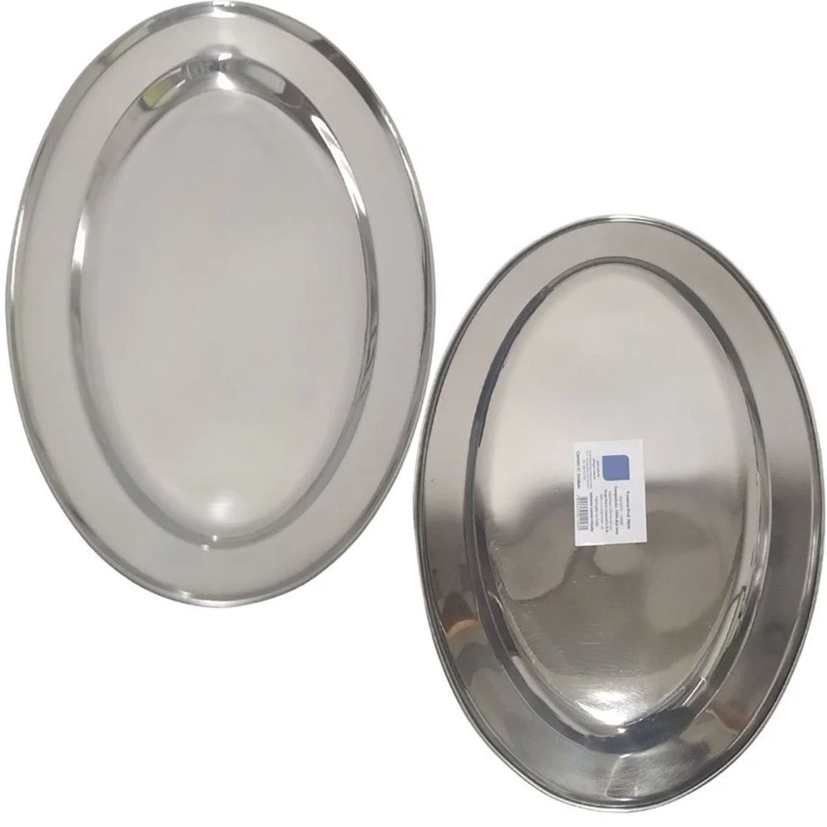 bandeja travessa para servir oval prateada inoxidavel 30cm1