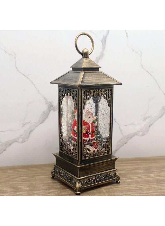 luminaria lamparina papai noel natalino leds musical de 30cm