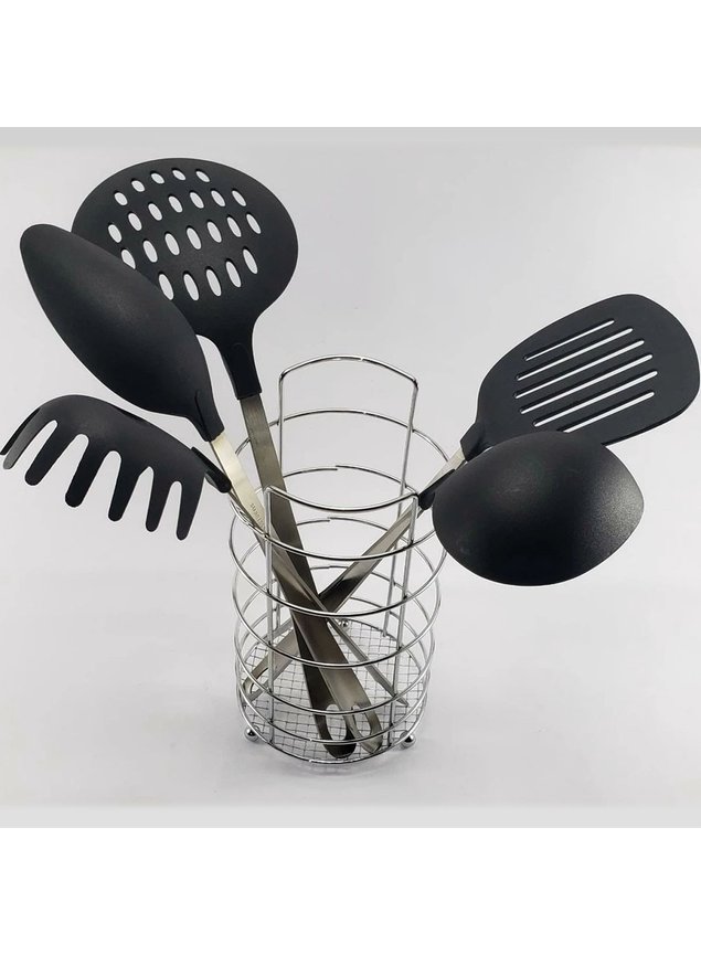 kit jogo utensilios de cozinha 5 pecas inox suporte de mesa2