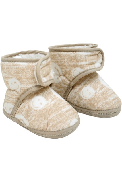 pantufas sapatinho infantil bebe forrada velcro marrom claro