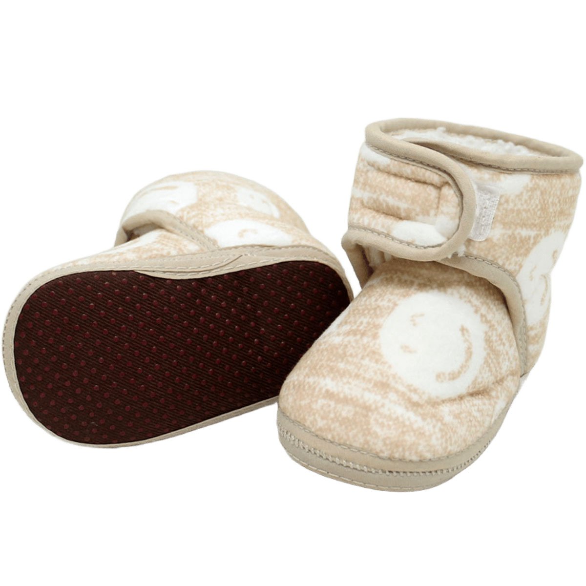 pantufas sapatinho infantil bebe forrada velcro marrom claro1