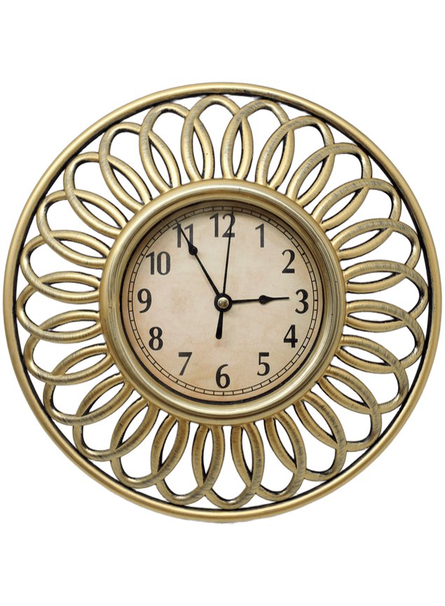 relogio de parede redondo vazado dourado decoracao 3d 25cm
