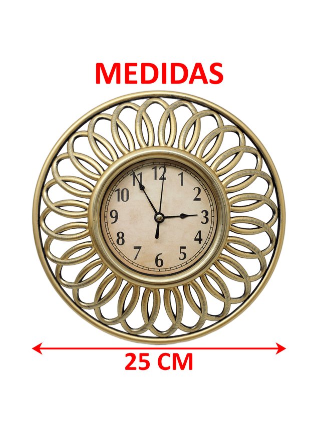 relogio de parede redondo vazado dourado decoracao 3d 25cm1