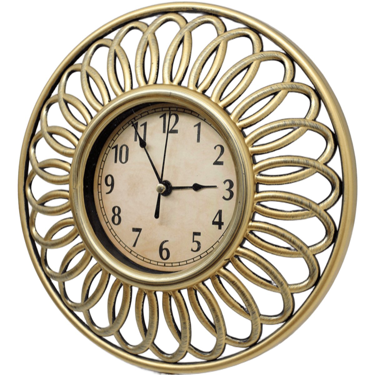 relogio de parede redondo vazado dourado decoracao 3d 25cm2