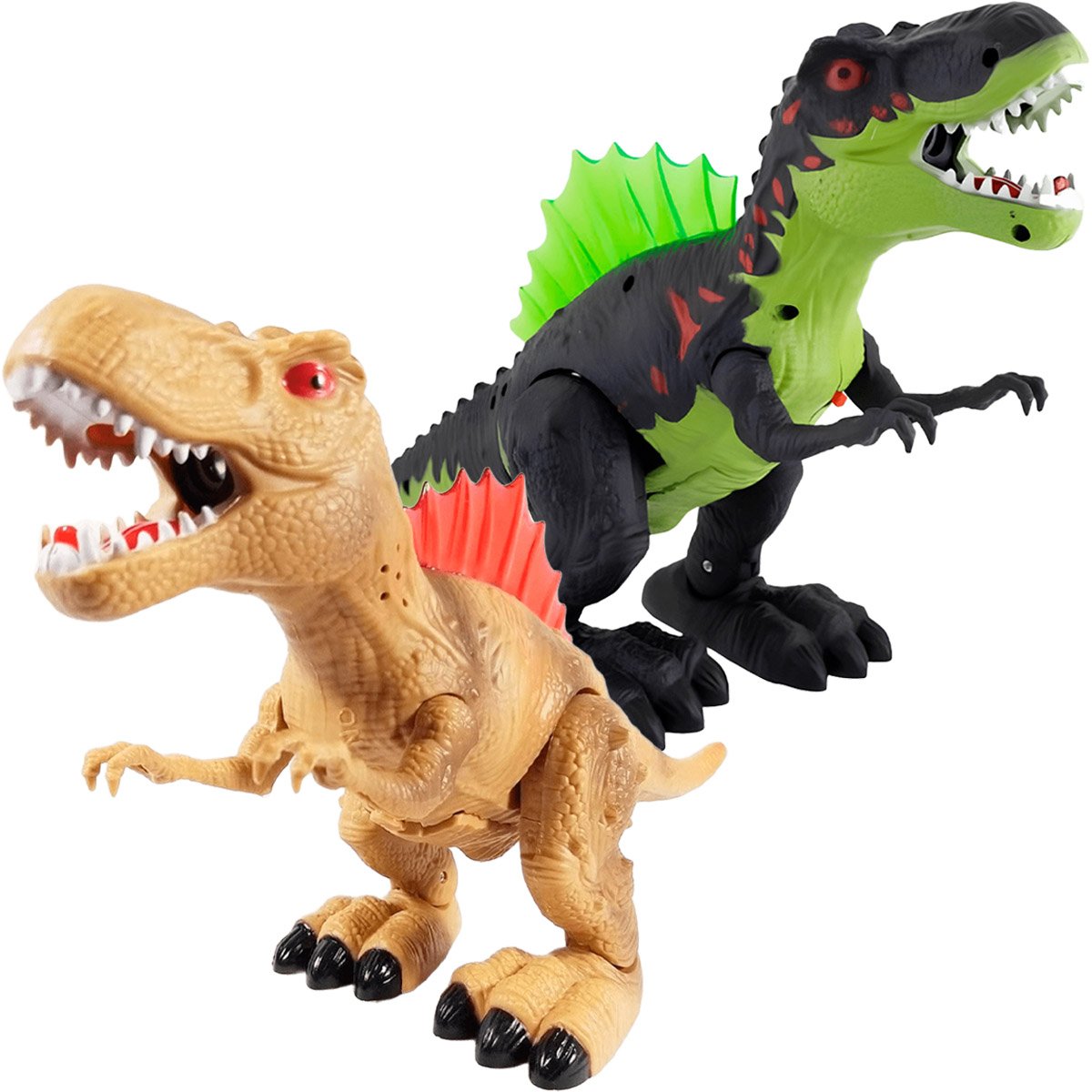 brinquedo dinossauro rex com luzes led som anda solta vapor