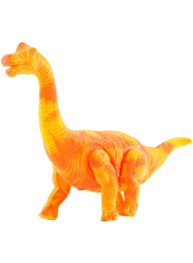 brinquedo dinossauro apatossauro com som luzes led movimento laranja