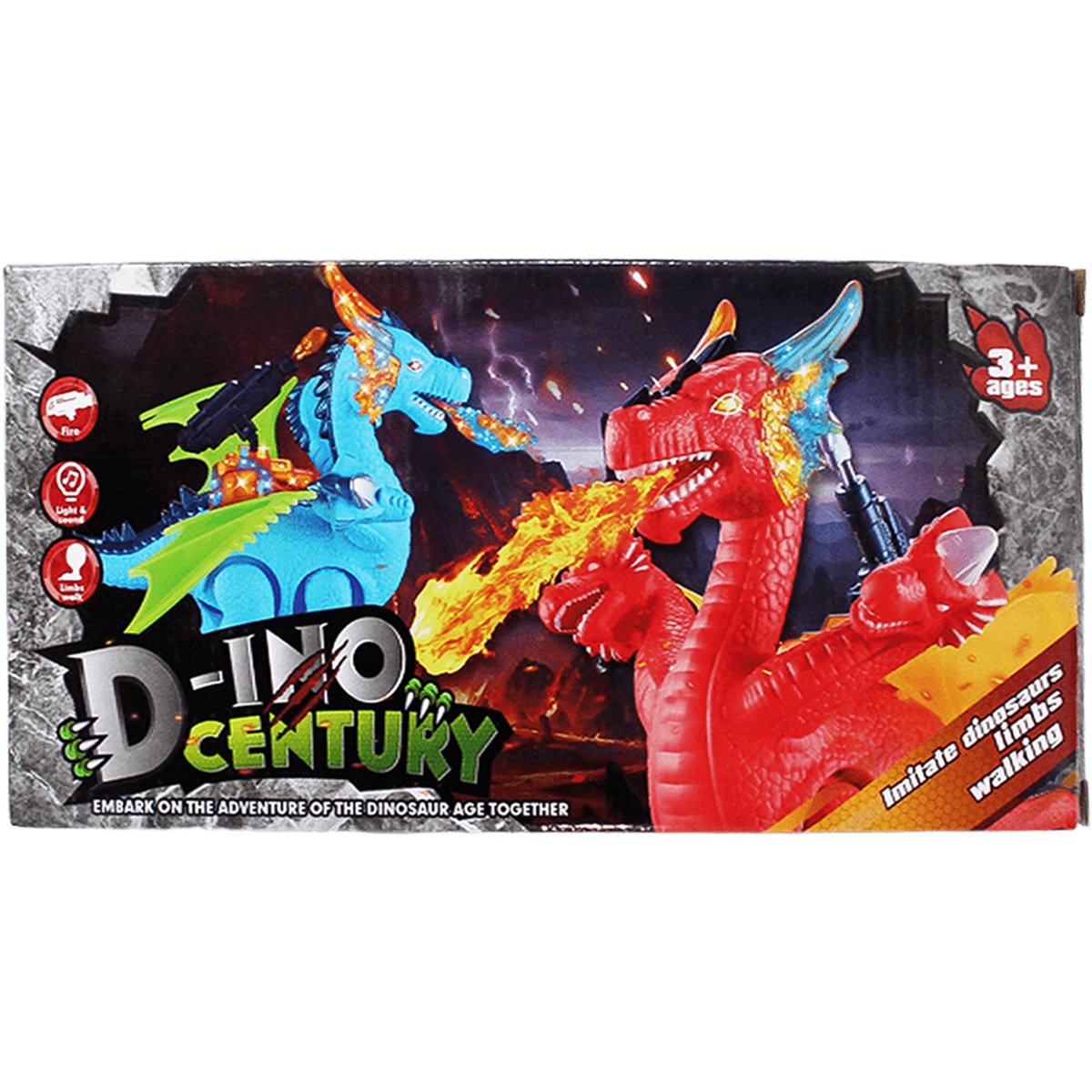 brinquedo dragao dinossauro 3 cabecas com luz som movimento