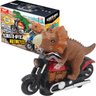 brinquedo dinossauro motoqueiro bate e volta som luz a pilha marrom