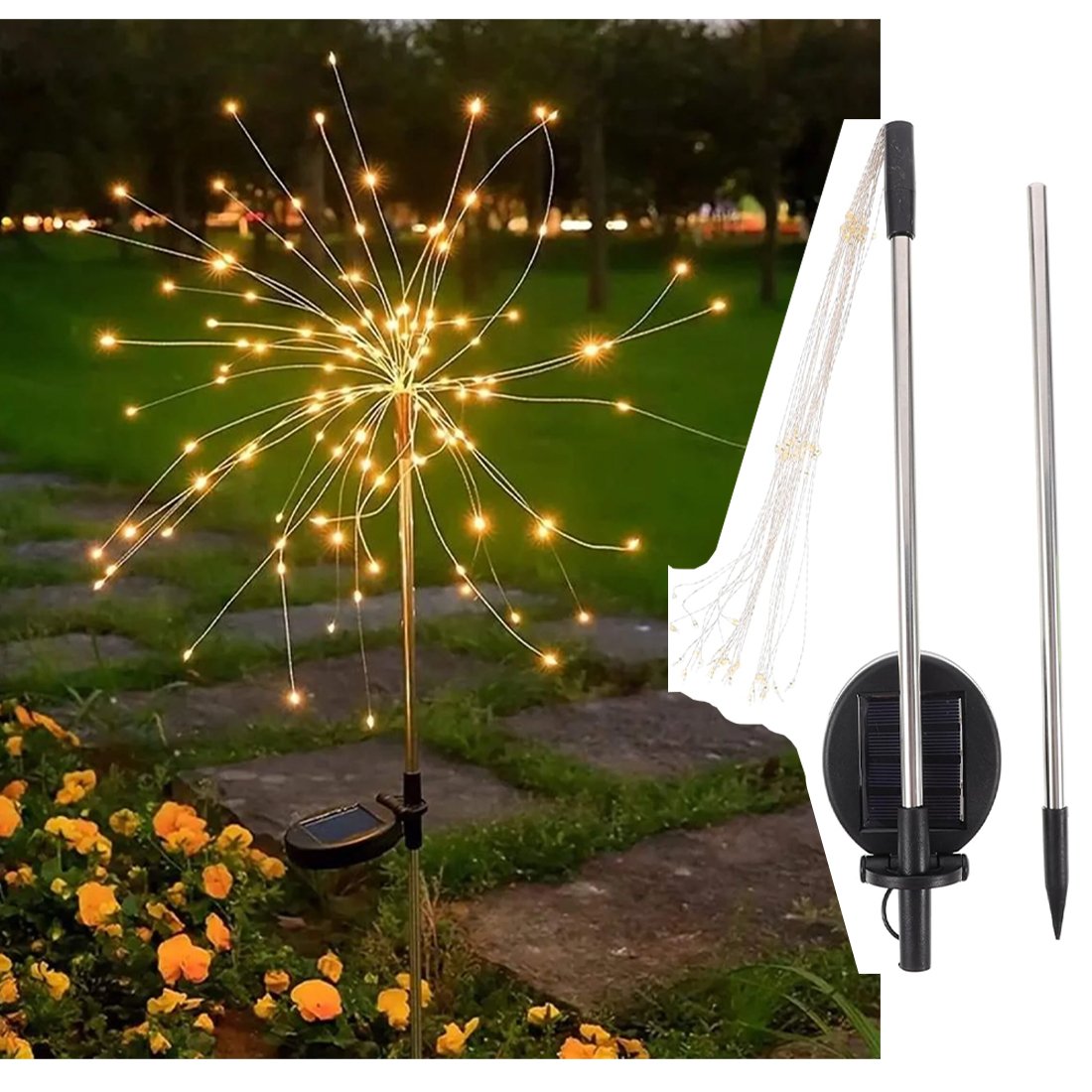 enisi GLOW PACK5個 Pisca Solar Jardim Natal Fogos Artifício Luzes LEDs Amarelo