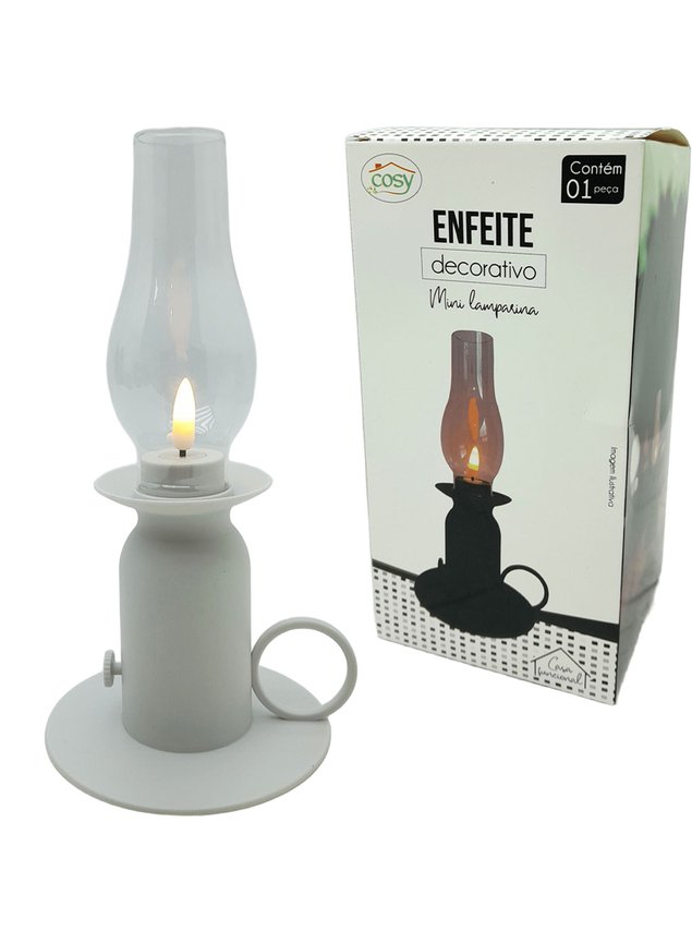 lampada querosene chama led vintage enfeite mesa natal 22cm2