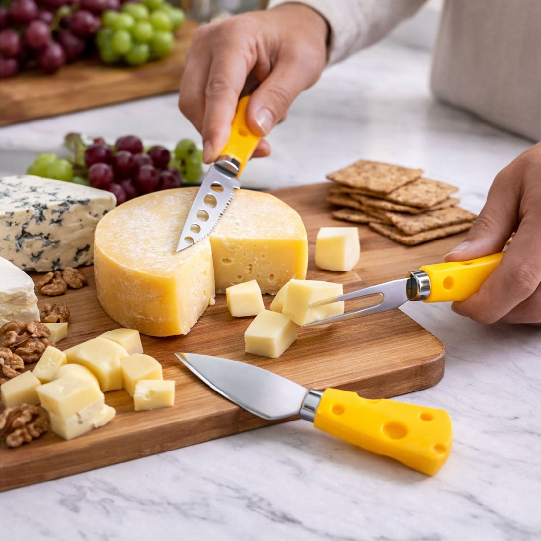 kit jogo utensilios para frios queijo facas espatula garfo1