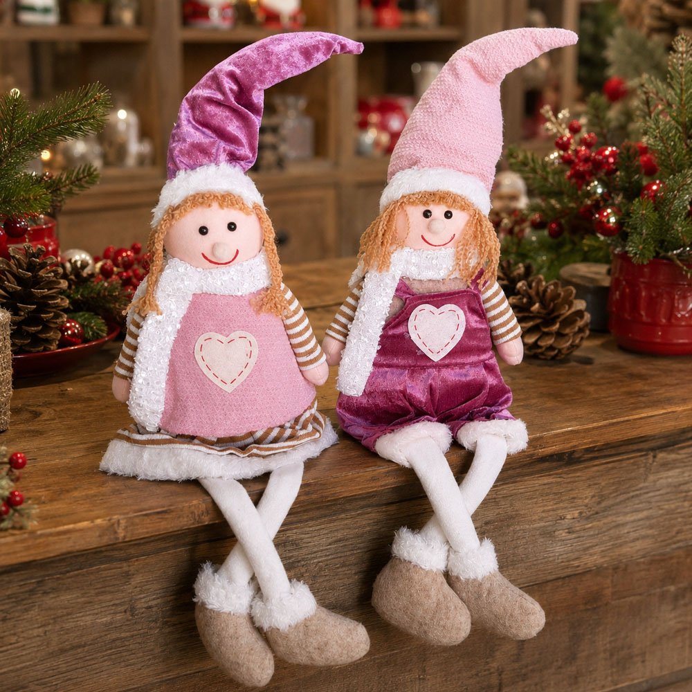 dupla boneco natalino crianca pernas moles decorativo 64cm1