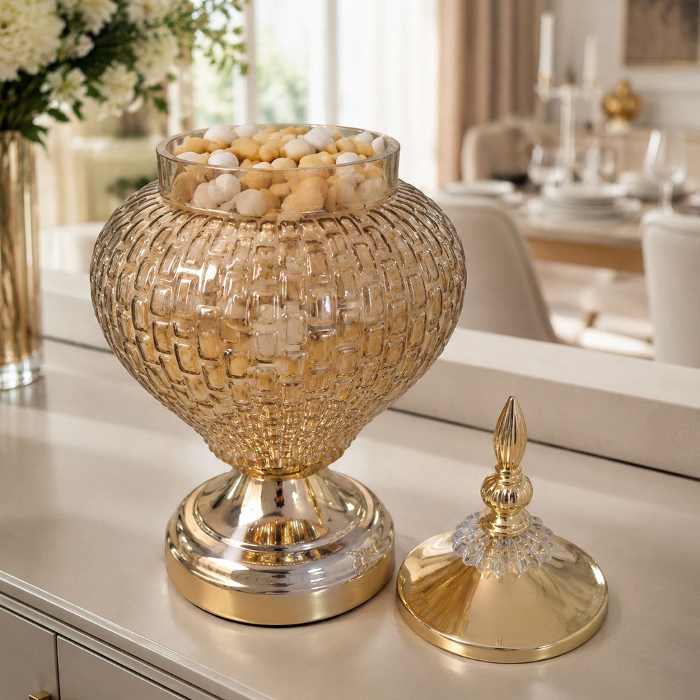 bomboniere pote vidro ambar decorativo biscoitos doces 33cm1